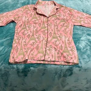Bed Head pink with Paris Eiffel Tower design  long sleeves pajama Size XL